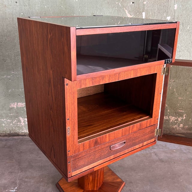 Fantastic vintage custom, one-of-a-kind stereo/turntable cabinet from the 1980s. Great MCM design that almost looks like...