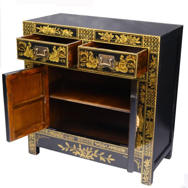 Chinoiserie Black Hall Chest Chairish