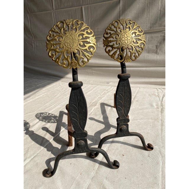 Early 20th Century Fireplace Iron Andirons - a Pair For Sale - Image 4 of 11