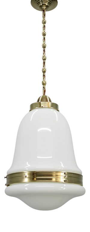Art Deco Luzette Pendant in Opaline Glass attributed to Peter Behrens for Behr, Germany, 1930s