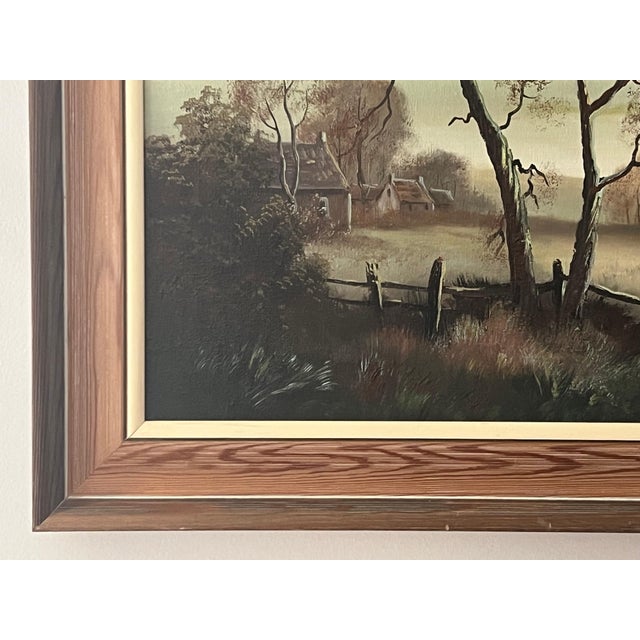 Winter Trees at Village in English Countryside by 20th Century British Artist 1985 Circa For Sale - Image 13 of 13