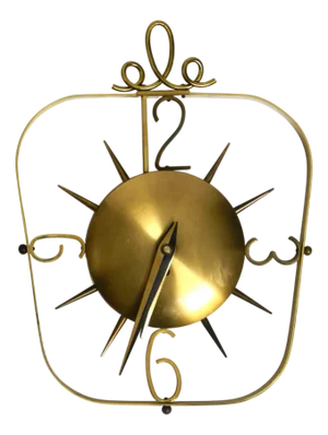 Mid-Century Modern Kienzle Brass Wall Clock with Original Battery Drive, 1950s
