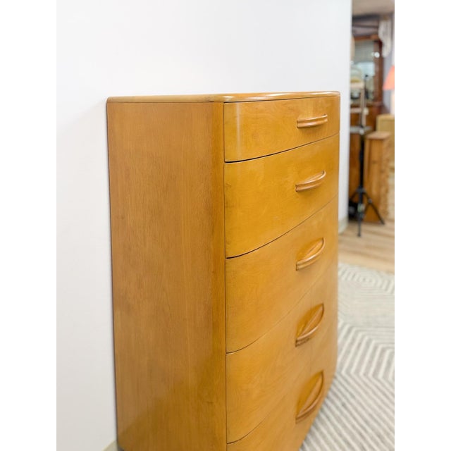 Heywood-Wakefield Heywood Wakefield MCM Tallboy 5-Drawer Dresser Pre-Wwii Vintage 32" Wide For Sale - Image 4 of 18
