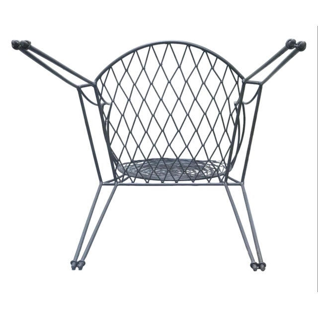 Modernist 3 Piece Iron Patio Furniture Set With Rose Pattern For Sale - Image 9 of 15