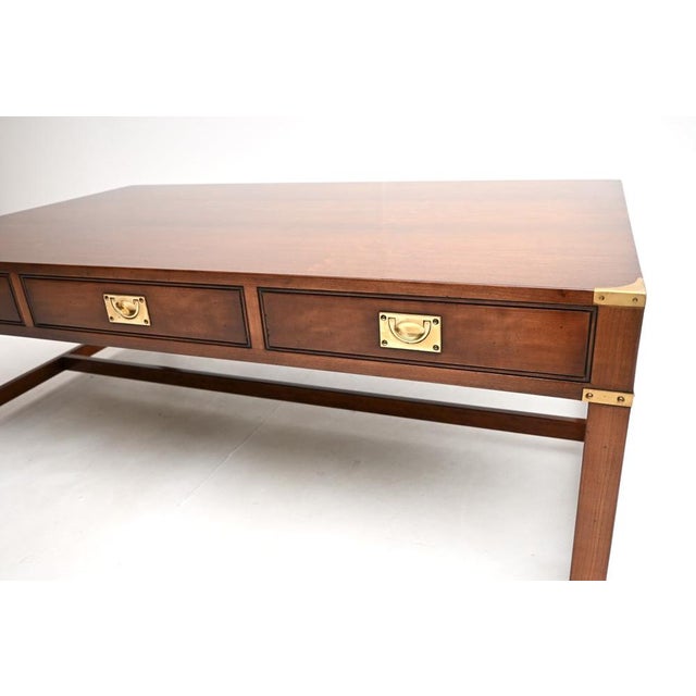 Wood Large Antique Military Campaign Coffee Table, 1950s For Sale - Image 7 of 8