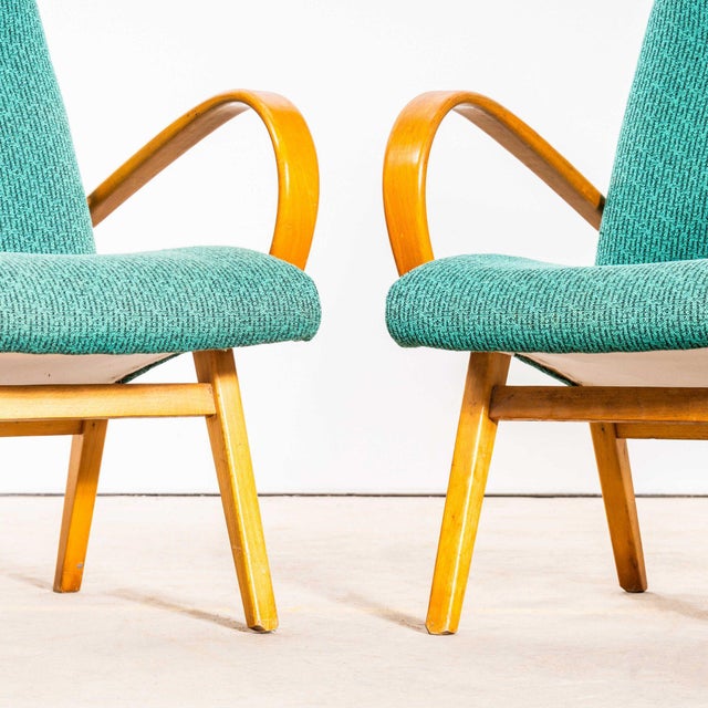 1960s Teal Armchair with Maze Effect, 1960s For Sale - Image 5 of 9