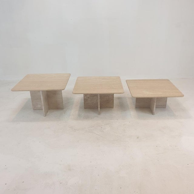 Italian Travertine Coffee Tables, 1980s, Set of 3 For Sale - Image 12 of 18