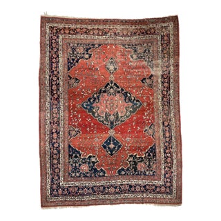 Antique Persian Ferahan with Medallion and Variations of Strawberry Field, 9.2 x 12.2 For Sale