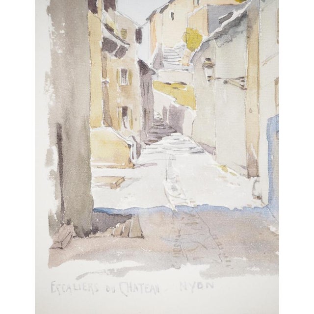René Leverd, Switzerland, Staircase of Nyon Castle, Watercolor For Sale - Image 7 of 9