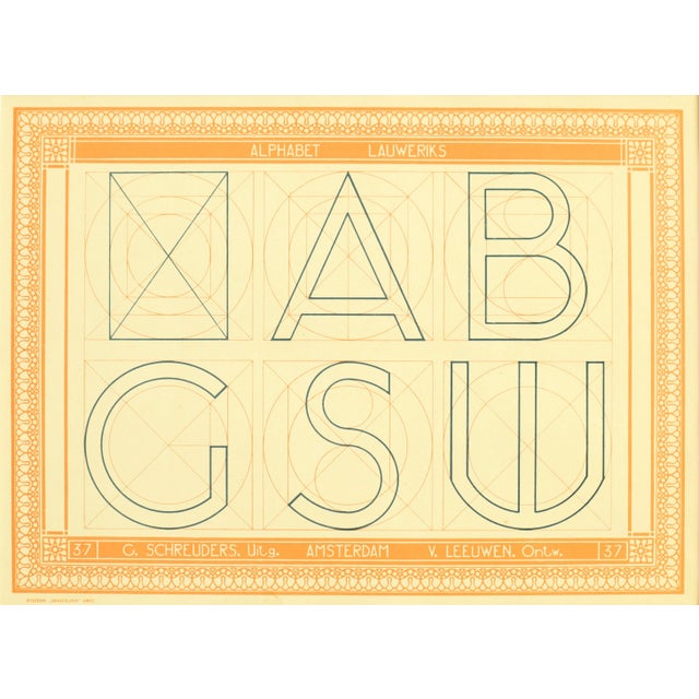 Art Nouveau 1907 Dutch Letterpress Sheet, Matted (X Ab Gsw ) For Sale - Image 3 of 3