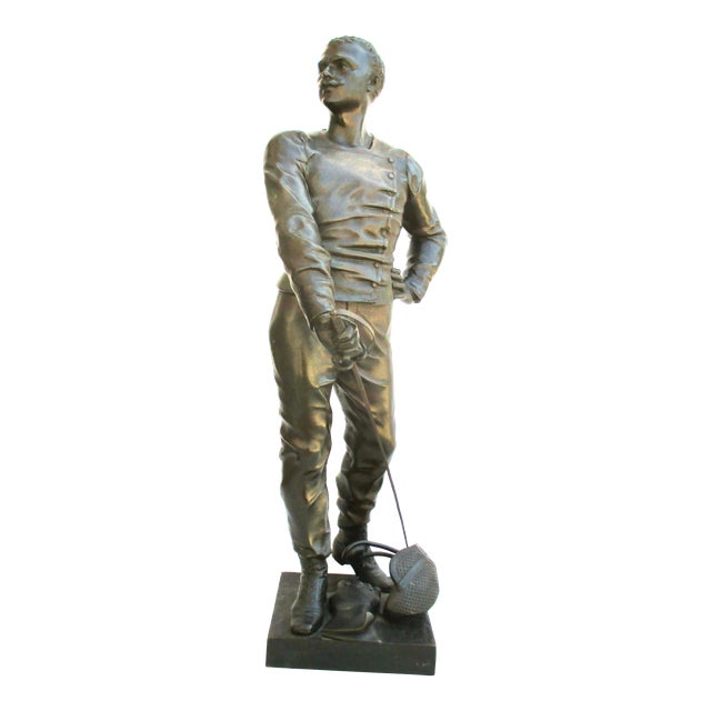 Luca Marassi Fencer Bronze Sculpture For Sale
