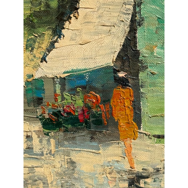 Blue Vintage Mid 20th Century Framed Impressionist Oil on Canvas Painting “Bustling Paris Street Scene” by Artist Bernard Dufour For Sale - Image 8 of 12