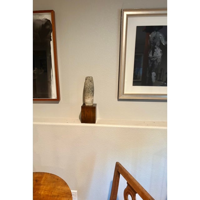 Asian Stone Relic Sculpture on a Wood Base (16” High) For Sale - Image 6 of 8