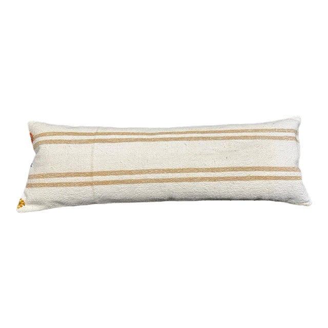 Turkish Hemp Pillow Cushion Natural Beige Brown Cushion Cover 14x40 For Sale