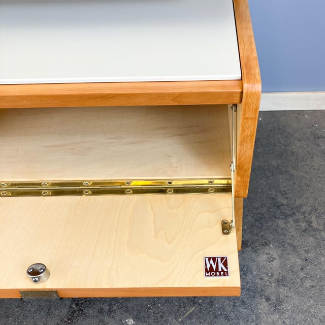 Small Pearwood Chest of Drawers with Black and White Glass Top from WK Möbel, 1950s For Sale - Image 11 of 13