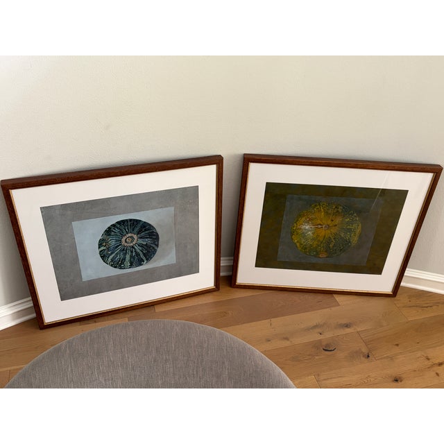 Pair of Contemporary Oil on Paper Gourd Still Life Paintings, Signed "Gw", 2006 For Sale - Image 12 of 15
