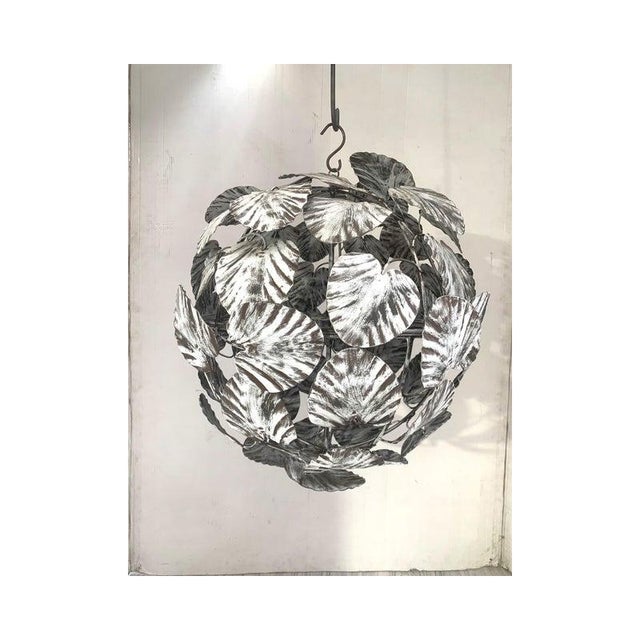 White Leaves Sphere Suspension Pendant from Simoeng For Sale - Image 10 of 10
