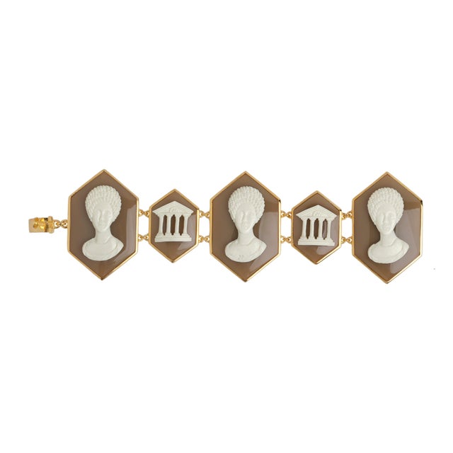 Miriam Salat Italian Cameo Bracelet Set In Sterling Silver & 18 K Gold Plating For Sale In New York - Image 6 of 6