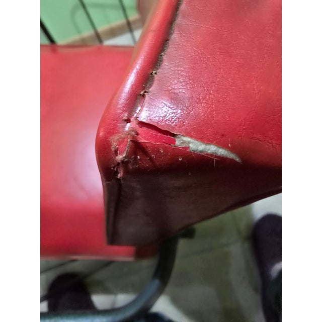 Viking Artline Style Vintage Red Vinyl & Black Metal Frame Mid-Century Modern Chair Hair Pin Legs Atomic For Sale In Cleveland - Image 6 of 10