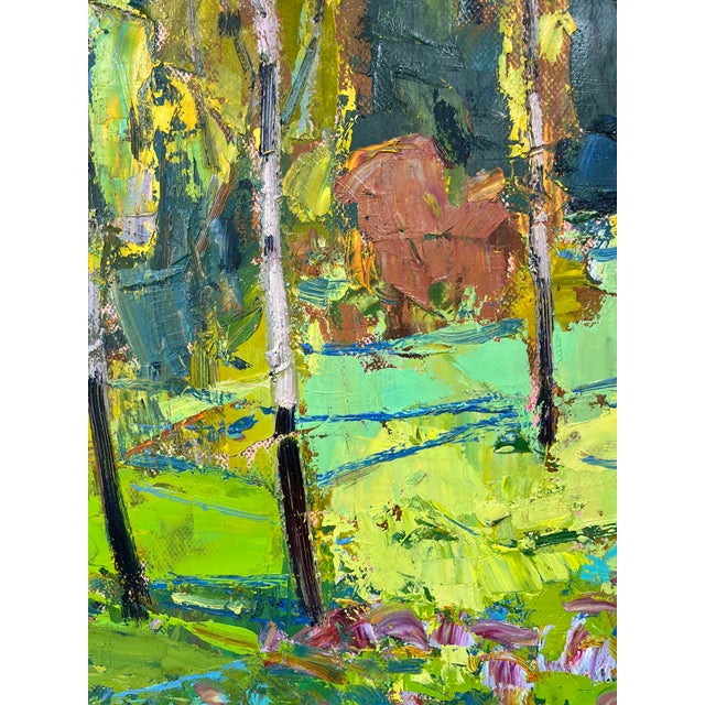 Wood Impressionistic Landscape Original Oil Painting For Sale - Image 7 of 12