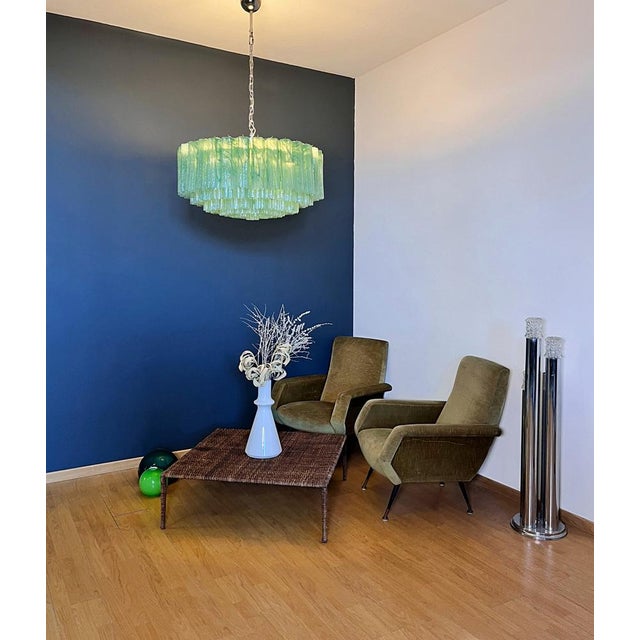 Large Murano Glass Chandelier with 101 Green Alabaster Glass Tube, 1990s For Sale - Image 14 of 18