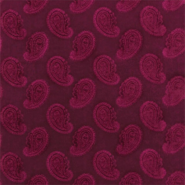 Zoffany Orissa Velvet Fabric in Burgundy - a Sample For Sale