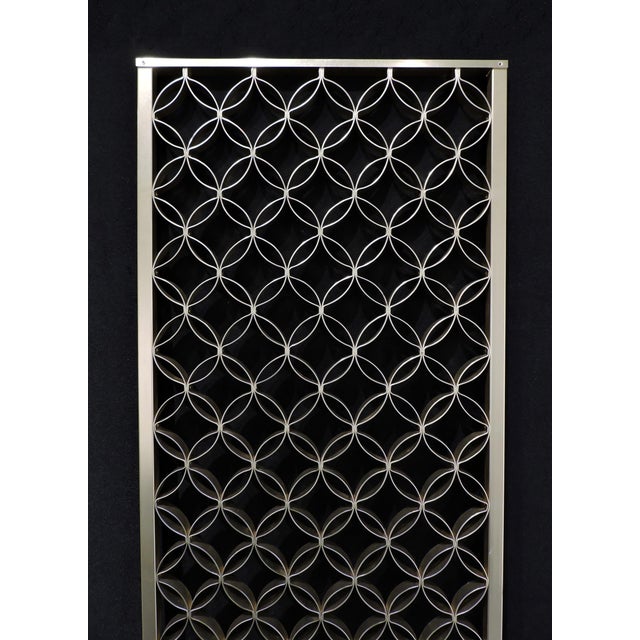 Beautiful mid century modern architectural single panel room divider. This sturdy and well made screen is made of a bronze...