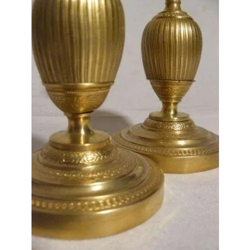 Metal C. 1810 French First Empire Dore Bronze Candle Holders - a Pair For Sale - Image 7 of 13