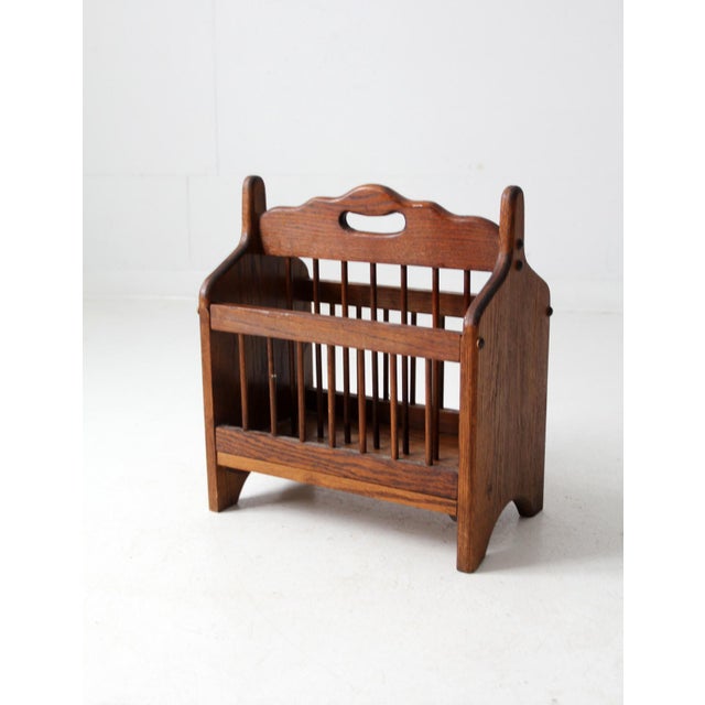 Wood Vintage Wooden Magazine Rack For Sale - Image 7 of 11