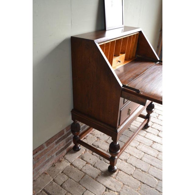 Brown Antique Oak Ladies Secretaire For Sale - Image 8 of 13