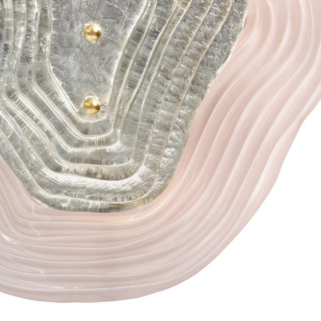 Modern Murano Glass Pink and Silver “Macchie” Sconces For Sale - Image 3 of 9