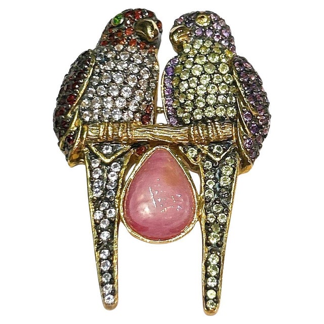 Bochic "Orient" Vintage Ruby, Amethyst & Multi Gem Brooch Pendant 18K & Silver For Sale - Image 15 of 18