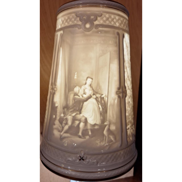 Vintage German Table Lamp with Hand-Painted Porcelain Base and Porcelain Shade from Schierholz, 1970s For Sale - Image 6 of 12