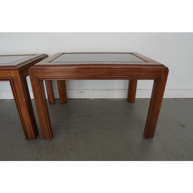 1980s Vintage Drexel Heritage Accolade Collection Glass-Top End Tables (Set of 2) For Sale - Image 13 of 15