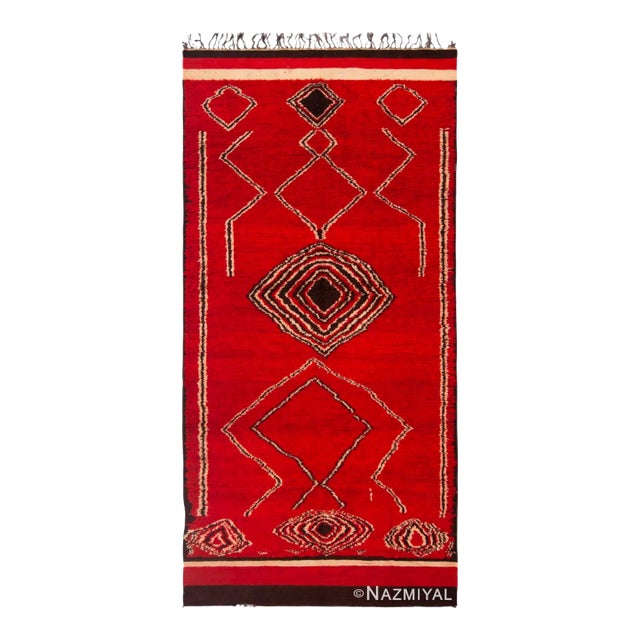 Nazmiyal Collection Vintage Moroccan Gallery Size Tribal Rug 5 Ft 10 in X 12 Ft For Sale