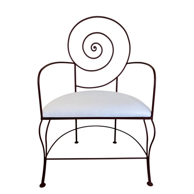 Metal Vintage Art Nouveau Nautilus Spiral Iron Armchairs - A Pair For Sale - Image 7 of 12