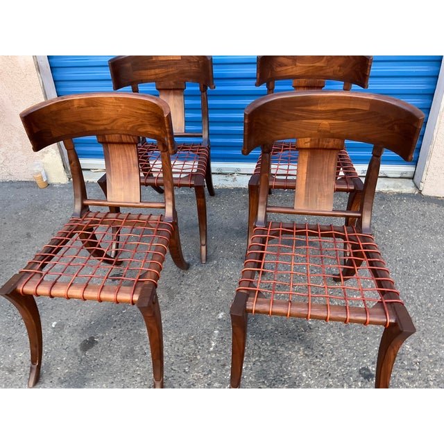 t.h. Robsjohn Gibbings Style Walnut Klismos Chairs…set of 4 For Sale - Image 9 of 16