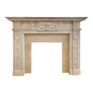 English Marble Mantel - Carved Statuary Marble For Sale