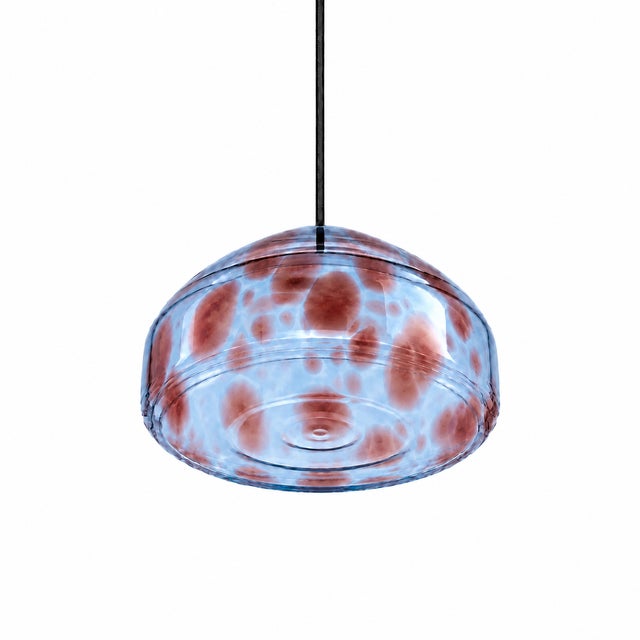 Azure Speckled Blown Glass Pendant Light by Artem Zakharchenko-Halytskyi For Sale - Image 4 of 5