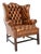 Deep Buttoned Leather Wing Back Armchair, 1930s For Sale