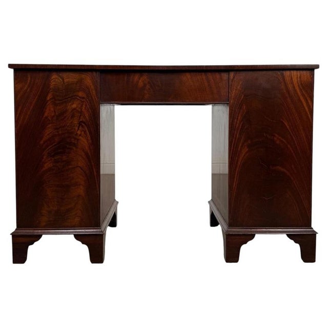 Antique English Serpentine Mahogany Kneehole Desk For Sale - Image 9 of 12
