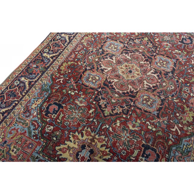Antique Hand-Knotted Heriz Rug , 1890s For Sale - Image 5 of 13