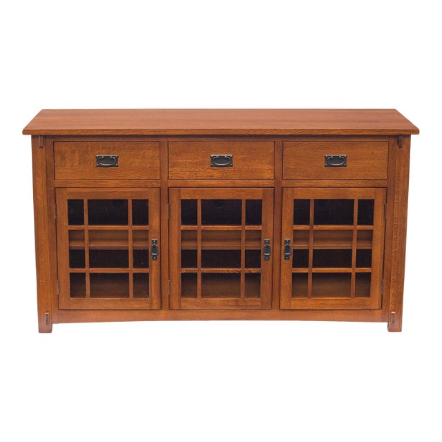 (Micheal's Cherry) Craftsman Mission Solid Oak Sideboard - 65" - Micheal Cherry For Sale