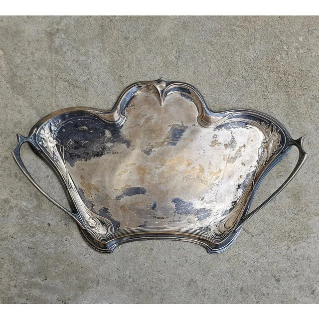 Large Art Nouveau Silver Plated Waiters Serving Tray from WMF, Germany, 1890s For Sale - Image 6 of 8