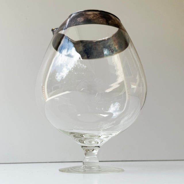 Mid 20th Century Mid-Century Silver Rimmed Glass Cocktail Pitcher For Sale - Image 5 of 6