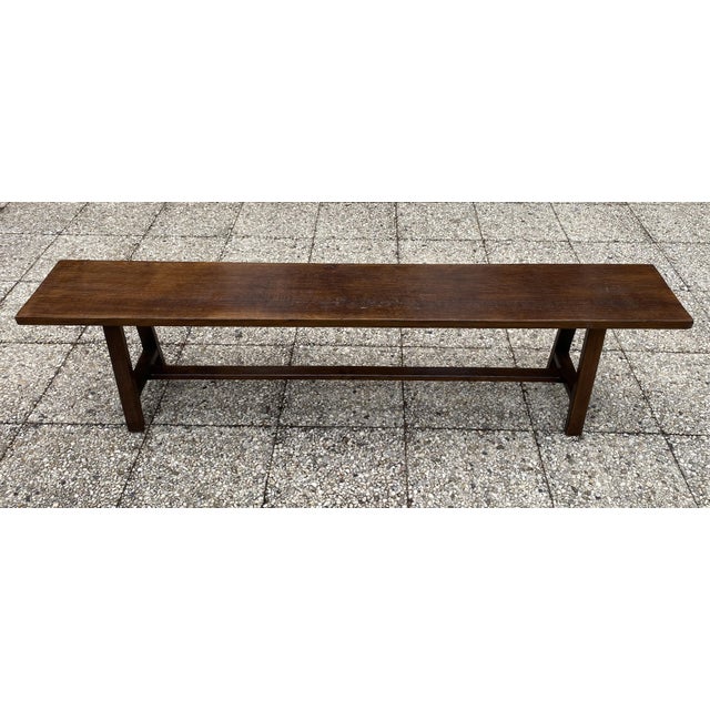 Vintage Farmhouse Bench in Oak, 1950s For Sale - Image 11 of 12