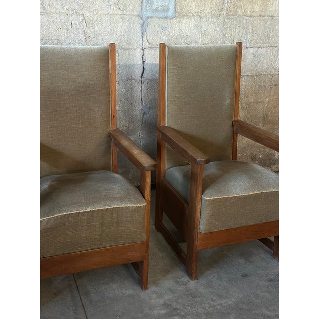 Wouda Style Dutch Haagse School Chairs in Velvet, Pair For Sale - Image 10 of 12