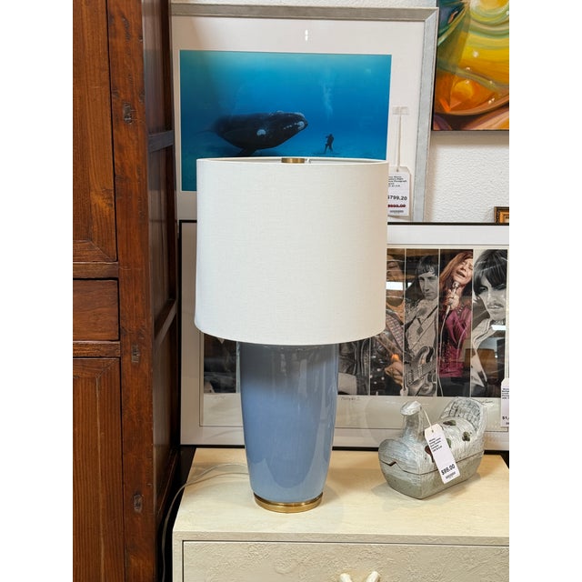 Visual Comfort Barbara Barry for Visual Comfort Chado Table Lamp, Polar Blue For Sale - Image 4 of 12