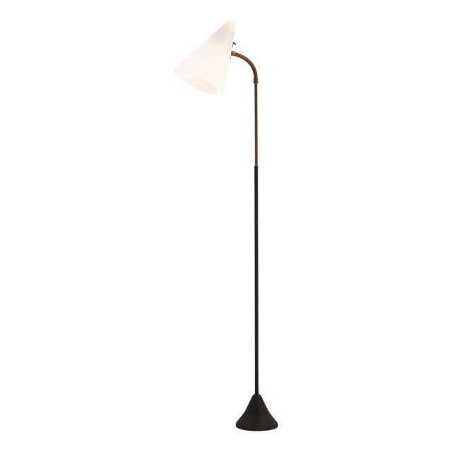 Floor Lamp in Black Lacquered Metal, 1950s For Sale