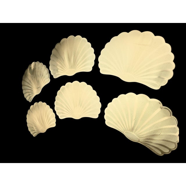 1990s 1990s Gold Clamshell Sea Shell Placemats - Set of 6 For Sale - Image 5 of 14